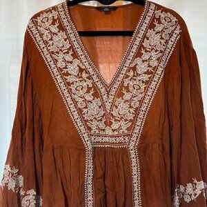 American Eagle Deep V Burnt Orange Top Size Large